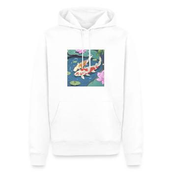 Koi Karpfen in einem Teich - Männer Premium Bio Hoodie - Weiß - Vorne - Nico (187cm)