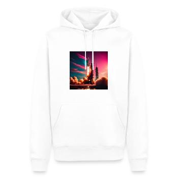 Lancement d’une fusée au coucher du soleil - Sweat à capuche Premium bio Homme - blanc - Devant - Nico (187cm)