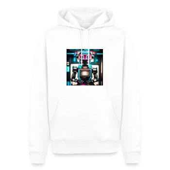 Ein Roboter mit leuchtendem Visier - Männer Premium Bio Hoodie - Weiß - Vorne - Nico (187cm)