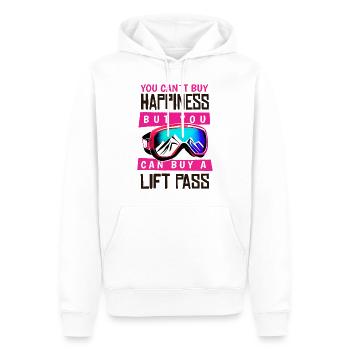 Happiness Ski Skiing Snowboard Lift Pass Mountains - Men’s Premium Organic Hoodie - white - Front - Nico (187cm)