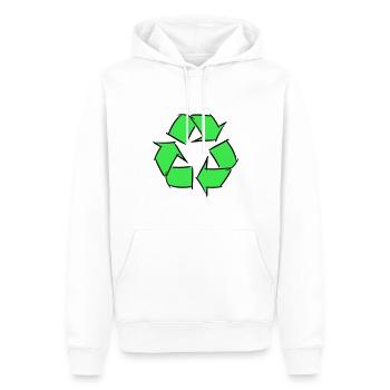 Icône recyclée, dessin décoratif, personnalisable. - Sweat à capuche Premium bio Homme - blanc - Devant - Nico (187cm)