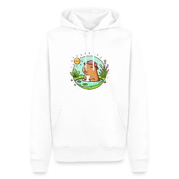 Chill Capybara au soleil Illustration - Sweat à capuche Premium bio Homme - blanc - Devant - Nico (187cm)