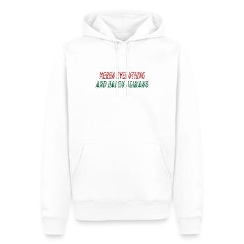Noël Joyeux Tout Et Toujours Heureux - Sweat à capuche Premium bio Homme - blanc - Devant - Nico (187cm)