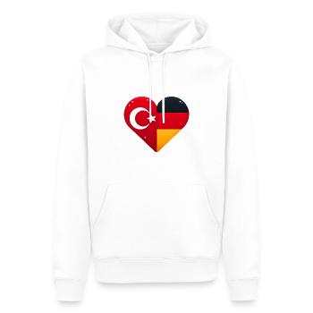 TürkischDeutsche Herzflagge Einheit - Männer Premium Bio Hoodie - Weiß - Vorne - Nico (187cm)