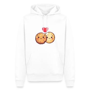 Biscuits Couple Amour Coeur Saint Valentin - Sweat à capuche Premium bio Homme - blanc - Devant - Nico (187cm)