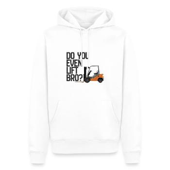 Chariot élévateur à fourche soulevez-vous même Bro - Sweat à capuche Premium bio Homme - blanc - Devant - Nico (187cm)