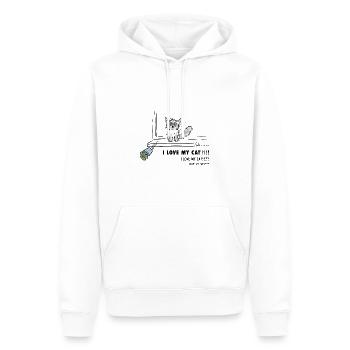 Ich LIEBE meine Katze!!!!! - Männer Premium Bio Hoodie - Weiß - Vorne - Nico (187cm)