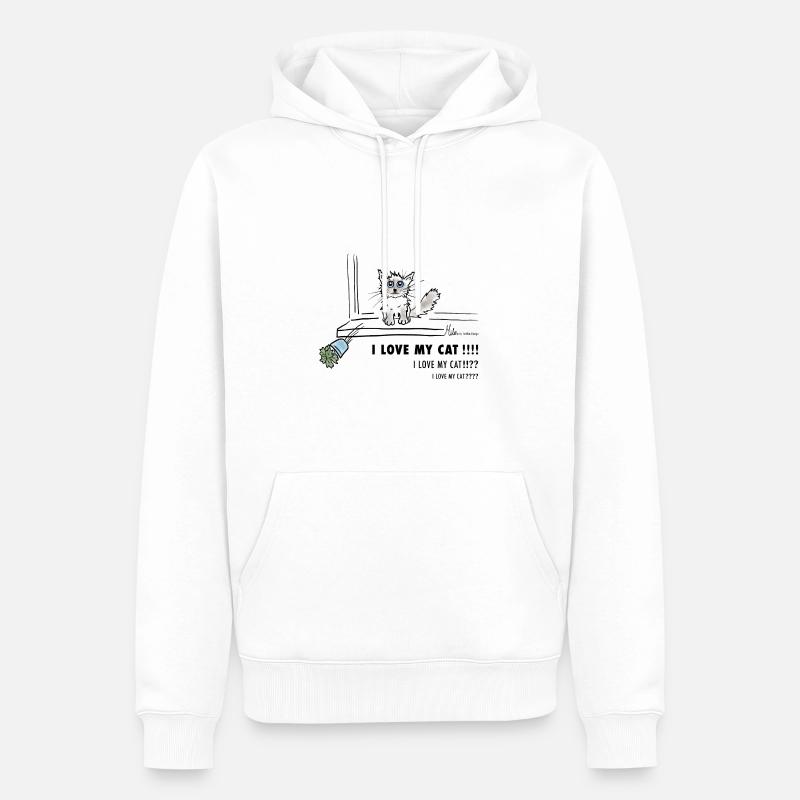 J’ADORE mon chat!!!!! - Sweat à capuche Premium bio Homme - blanc