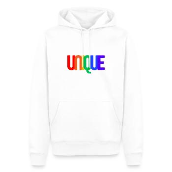 UNIQUE (arc-en-ciel) - Sweat à capuche Premium bio Homme - blanc - Devant - Nico (187cm)