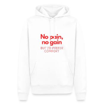 Ich bevorzuge Komfort - Männer Premium Bio Hoodie - Weiß - Vorne - Nico (187cm)