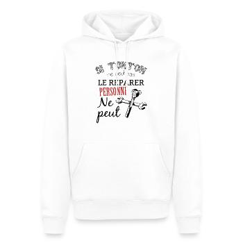 Si tonton ne peut pas le réparer personne ne peut - Sweat à capuche Premium bio Homme - blanc - Devant - Nico (187cm)