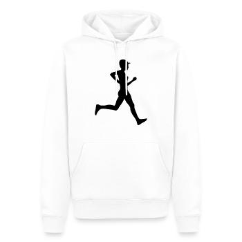 course a pied - Sweat à capuche Premium bio Homme - blanc - Devant - Nico (187cm)