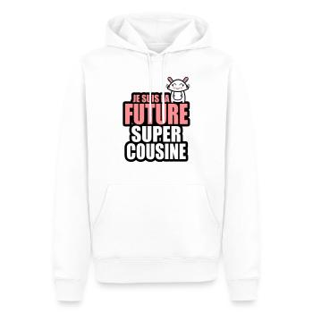 je suis la future super cousine - Sweat à capuche Premium bio Homme - blanc - Devant - Nico (187cm)