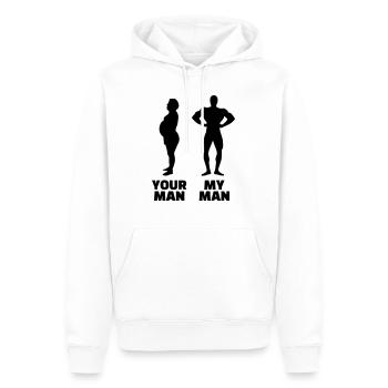 Your Man my Man - Men’s Premium Organic Hoodie - white - Front - Nico (187cm)