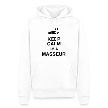 Massage / Masseur / Masseuse / Métier / Job - Sweat à capuche Premium bio Homme - blanc - Devant - Nico (187cm)