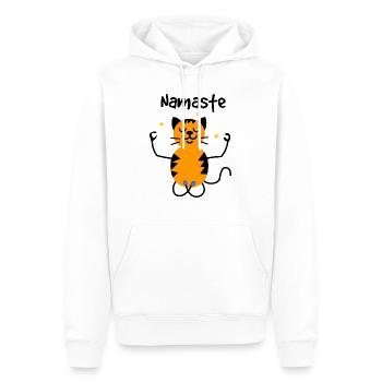 NAMASTE YOGA CAT - Men’s Premium Organic Hoodie - white - Front - Nico (187cm)