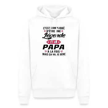 légende et papa / humour papa - Sweat à capuche Premium bio Homme - blanc - Devant - Nico (187cm)