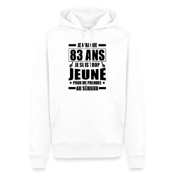 je n ai que 83 ans / humour anniversaire 83 ans - Sweat à capuche Premium bio Homme - blanc - Devant - Nico (187cm)