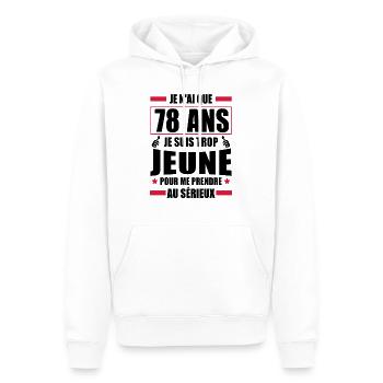 je n ai que 78 ans / humour anniversaire 78 ans - Sweat à capuche Premium bio Homme - blanc - Devant - Nico (187cm)