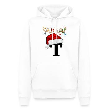 Lettre T bonnet de Noël - Sweat à capuche Premium bio Homme - blanc - Devant - Nico (187cm)