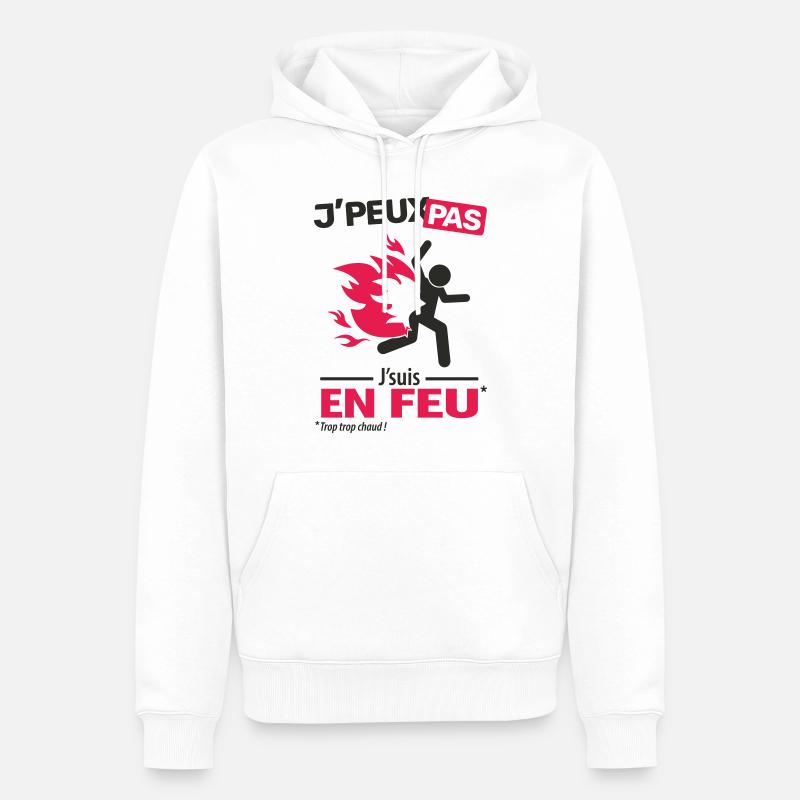 J'peux pas, j'suis en feu - Sweat à capuche Premium bio Homme - blanc