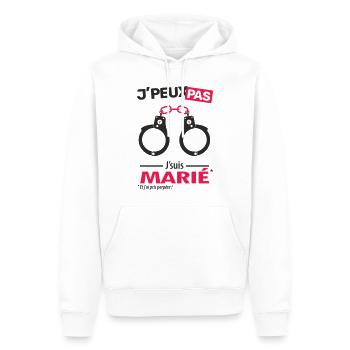 J'peux pas, j'suis marié - Sweat à capuche Premium bio Homme - blanc - Devant - Nico (187cm)