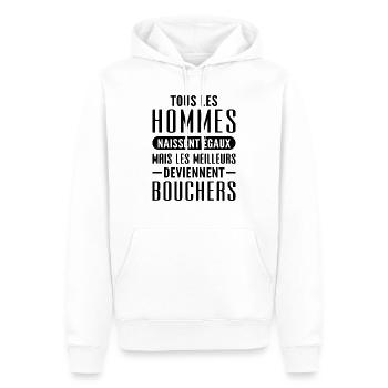 cadeau humour boucher - Sweat à capuche Premium bio Homme - blanc - Devant - Nico (187cm)