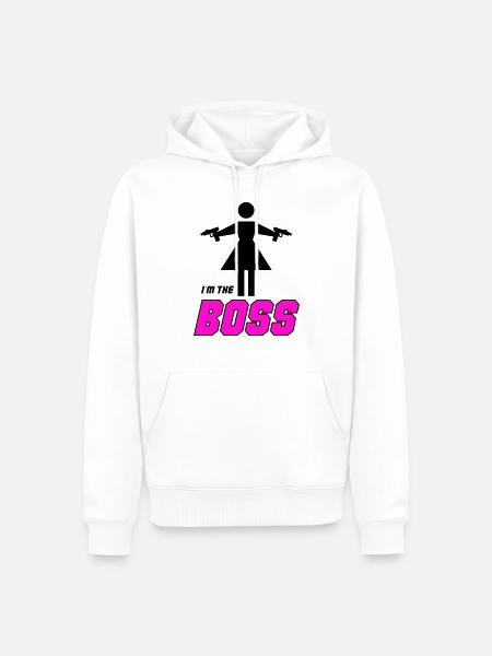 Fille Im le Boss - Sweat à capuche Premium bio Homme - blanc