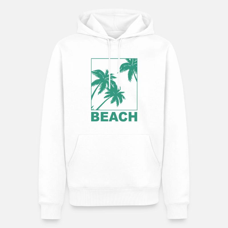 Palme da spiaggia - Felpa con cappuccio ecologica premium da uomo - bianco