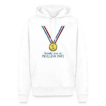 T-shirt Médaille d'or du meilleur papi - Sweat à capuche Premium bio Homme - blanc - Devant - Nico (187cm)