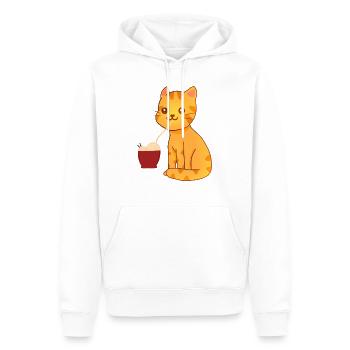 Kawaii Orange Cat eating Ramen - Men’s Premium Organic Hoodie - white - Front - Nico (187cm)
