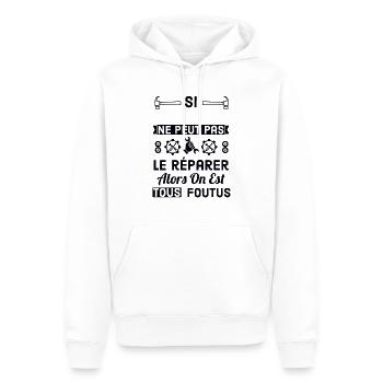 Si ne peut pas réparer alors on est foutus - Sweat à capuche Premium bio Homme - blanc - Devant - Nico (187cm)