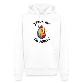 J'peux pas j'ai poules ! - Sweat à capuche Premium bio Homme - blanc - Devant - Nico (187cm)