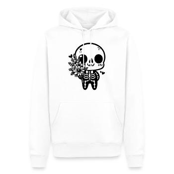 Squelette et Fleurs - Élégance Macabre - Sweat à capuche Premium bio Homme - blanc - Devant - Nico (187cm)