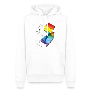 New Jersey (United States) | Real Flag | LGBTQIA+ Script - Men’s Premium Organic Hoodie - white - Front - Nico (187cm)
