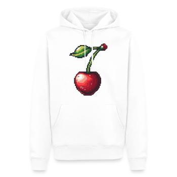 Icône de pixel de cerise - Sweat à capuche Premium bio Homme - blanc - Devant - Nico (187cm)
