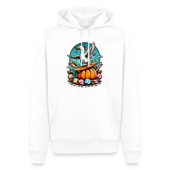 Canard Bonbons d’Halloween - Sweat à capuche Premium bio Homme - blanc - Devant - Nico (187cm)