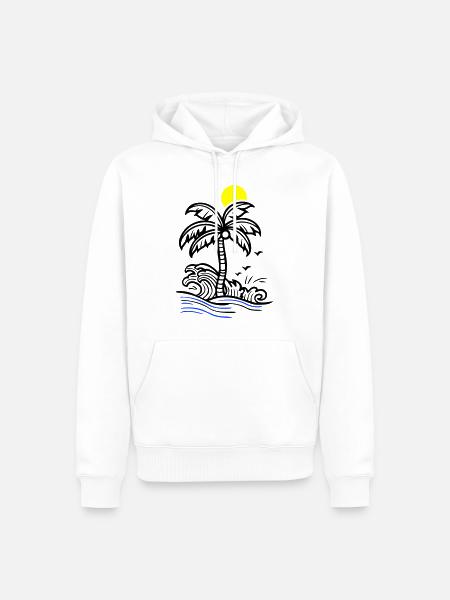 Palm Tree Holidays Beach Summer - Men’s Premium Organic Hoodie - white