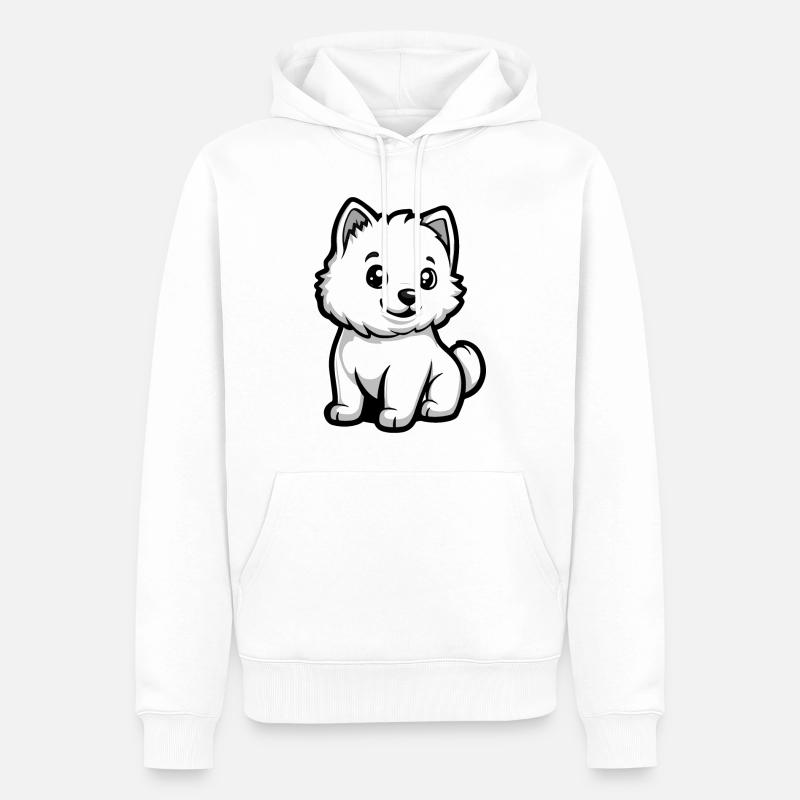 Samojede Hund Comic Niedlich - Männer Premium Bio Hoodie - Weiß