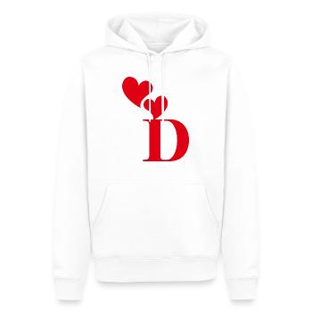 Roter Herz-Buchstabe - Männer Premium Bio Hoodie - Weiß - Vorne - Nico (187cm)