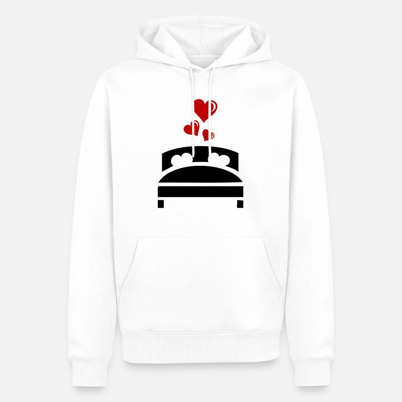 Lit de mariage Coeurs - Sweat à capuche Premium bio Homme - blanc