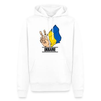 Flag Ukraine peace sign text UKRAINE - Men’s Premium Organic Hoodie - white - Front - Nico (187cm)