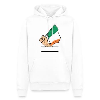 Flag Ireland fist text space - Men’s Premium Organic Hoodie - white - Front - Nico (187cm)