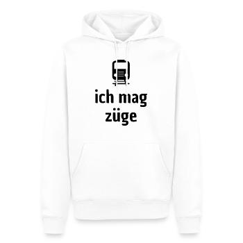 Ich mag Züge! - Männer Premium Bio Hoodie - Weiß - Vorne - Nico (187cm)