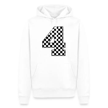 Numéro 4 à carreaux - Sweat à capuche Premium bio Homme - blanc - Devant - Nico (187cm)