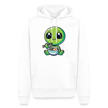 Alien avec des nouilles ramen kawaii Alien - Sweat à capuche Premium bio Homme - blanc - Devant - Nico (187cm)
