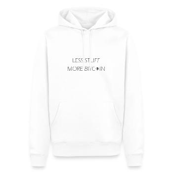 Less stuff more bitcoin - Sweat à capuche Premium bio Homme - blanc - Devant - Nico (187cm)