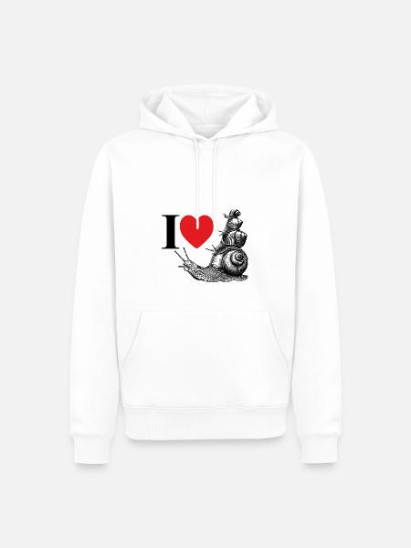 I love snails - a heart for snails - Men’s Premium Organic Hoodie - white