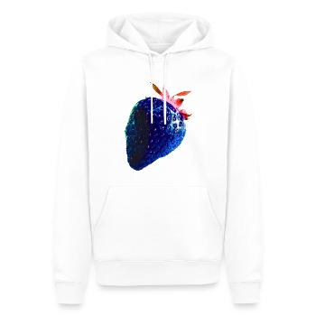 fraise, bleu, popart, œuvre d’art,fraise bleue - Sweat à capuche Premium bio Homme - blanc - Devant - Nico (187cm)