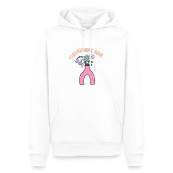 Bunter Blumenstrauß - Blühende Seele - Geschenk - Männer Premium Bio Hoodie - Weiß - Vorne - Nico (187cm)